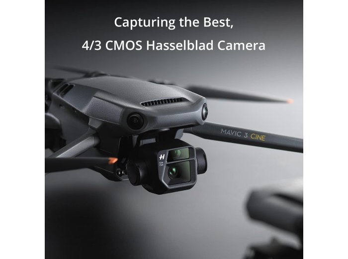 DJI Mavic 3 Cine Premium Combo, Drone with 4/3 CMOS Hasselblad Camera, 5.1K Video, Omnidirectional Obstacle Sensing, 46 Mins Flight, 15km Video Transmission, with DJI RC Pro, Two Extra Batteries