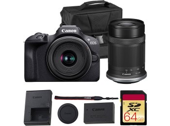 Canon EOS R100 Mirrorless Camera with 18-45mm & 55-210mm Double Lens Bundle